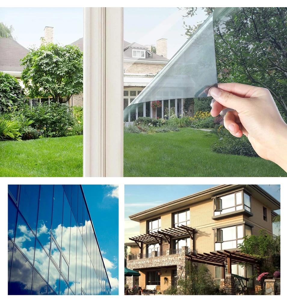2/3/5 Meter Einwegspiegel Fensterfolie Vinyl Glas Selbstklebend Reflektierend Solarfolie Sichtschutz Wärme Regulierung FensterTönung Für Zuhause