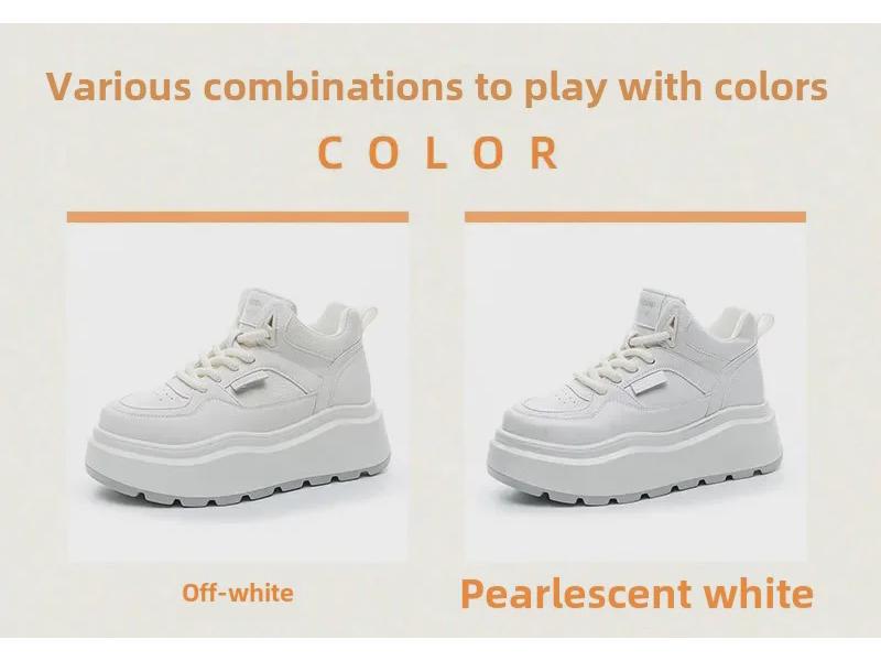 Damskie stylowe białe sneakersy high-top na grubej podeszwie - Kolekcja Jesień/Zima 2025