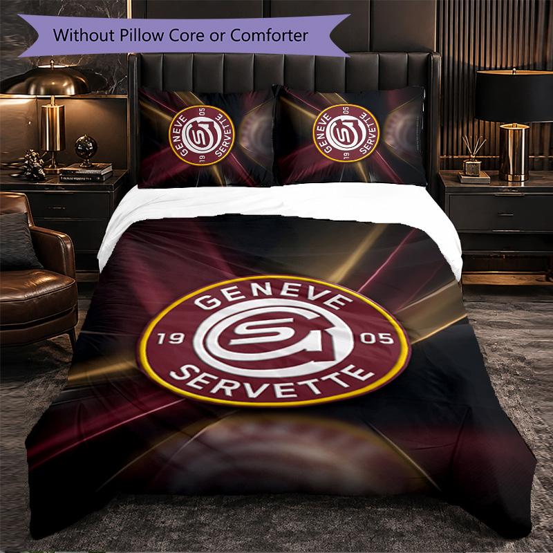 Servette FC Themed Bedding 3Pcs Duvet Cover Set Decorative Bed Linen For Teen Room Home Decoration