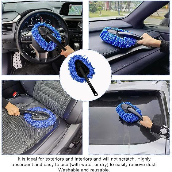 2 PCS Microfiber Car Duster, Scratch Free Auto Exterior Interior Large Dusting Cleaning Brush, Multipurpose Vehicle Dust Cleaner with Extendable