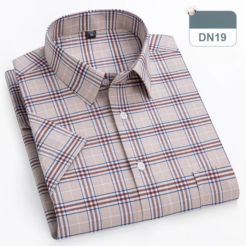 New in shirts oversize 14xl 100%cotton hight qulity summer short sleeve shirts for men slim fit formal plain shirt plaid clothes