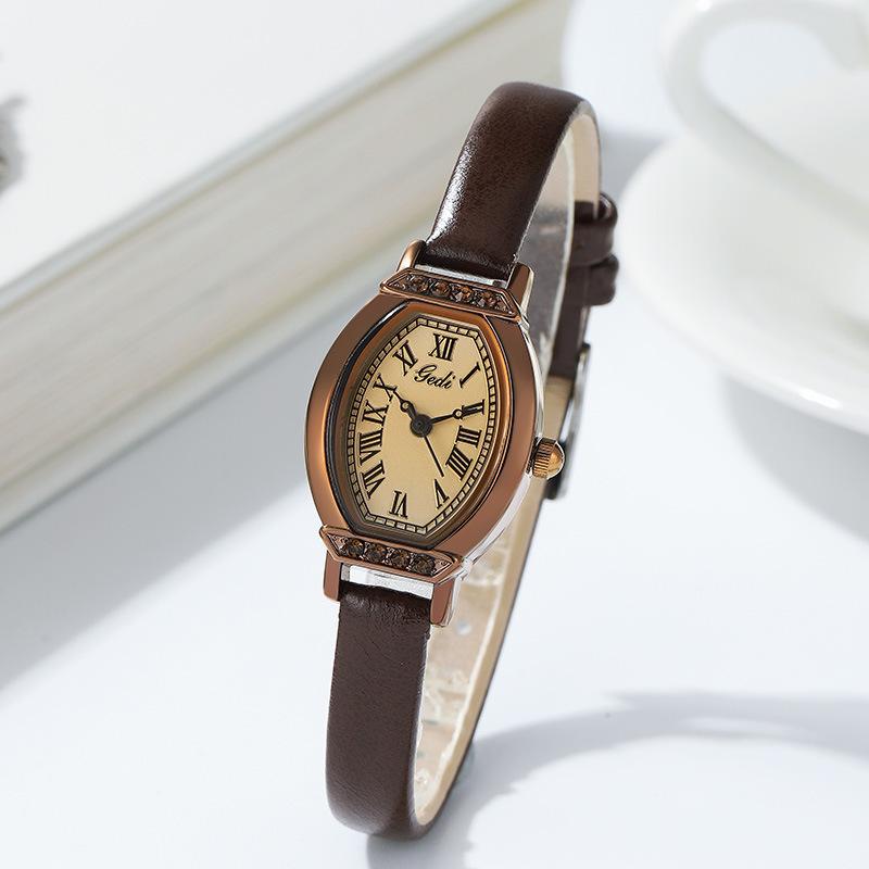 Women'S Vintage Tonneau Shell Quartz Watch, Student Niche, Roman Literary Temperament, Old Watch