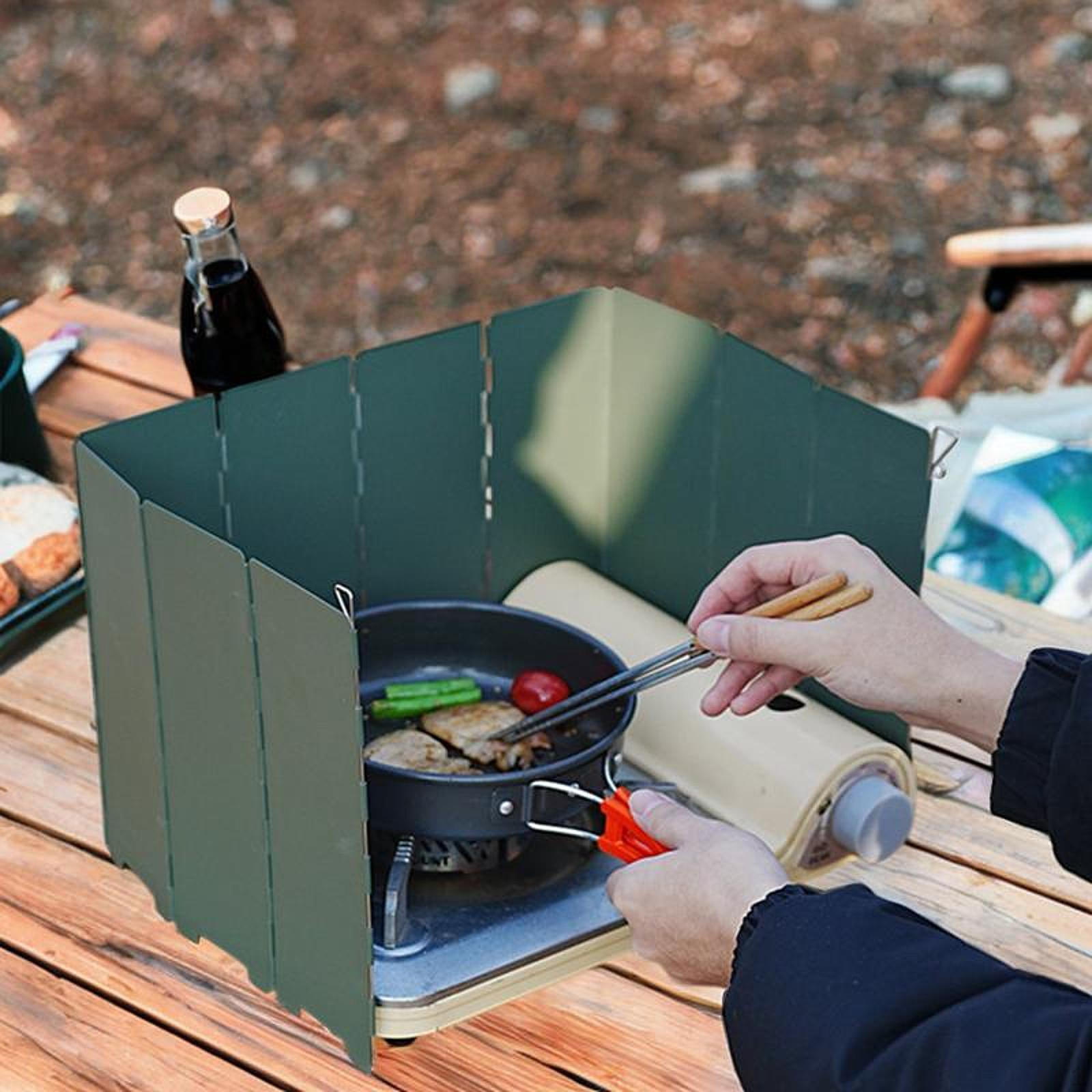 

Camping Furnace Windscreen Burner Wind Screen for Hiking Backpacking зелений
