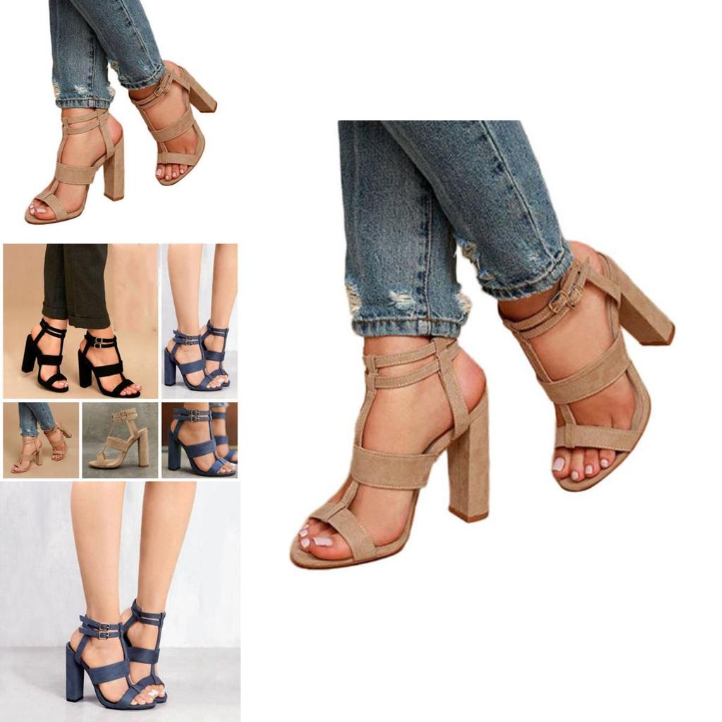 Fashion Ladies With Sandals High Heel Buckle Summer Casual Shoes Size New