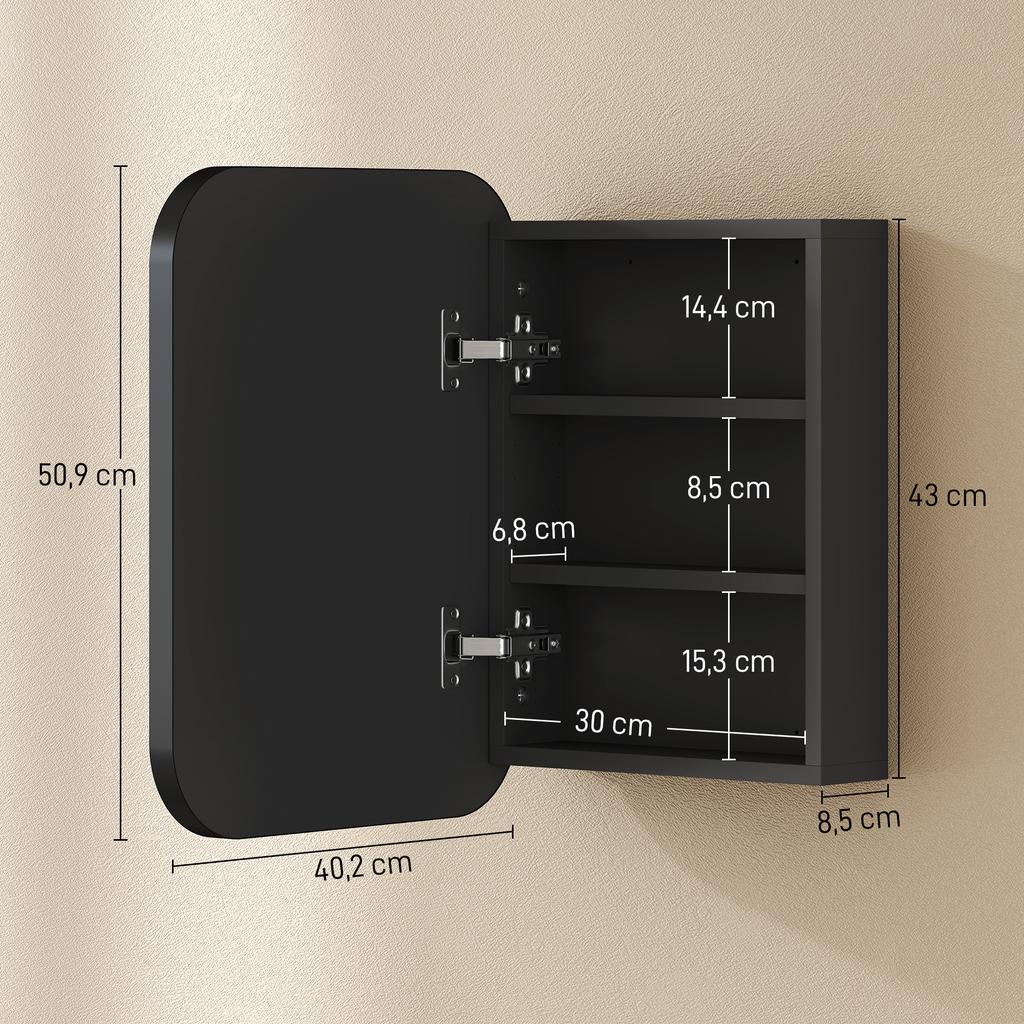 Bathroom Mirror Cabinet Bathroom Cabinet With Mirror Adjustable Shelf 40 2 X 10 2 X 50 9 Cm Black