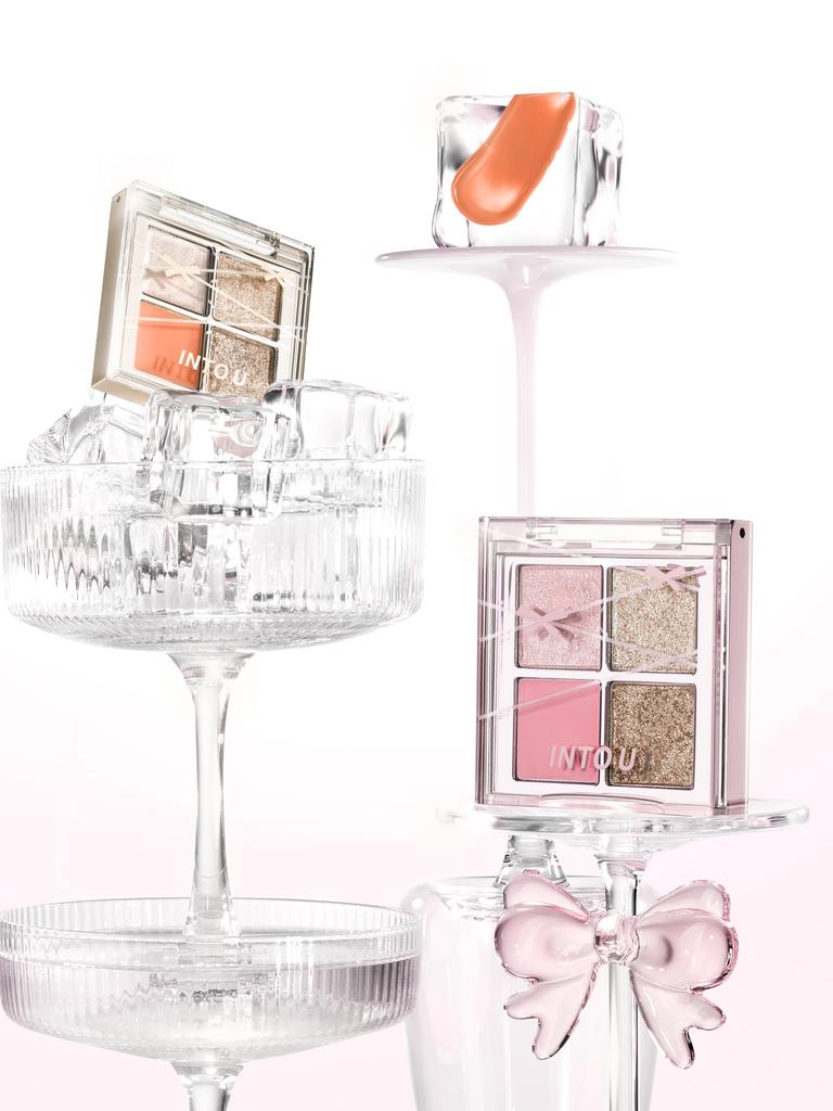 INTO U Eyeshadow Palette Glossy Glitter Pearl Tipsy Multi-Palette 4-Color (TP01 Peach)