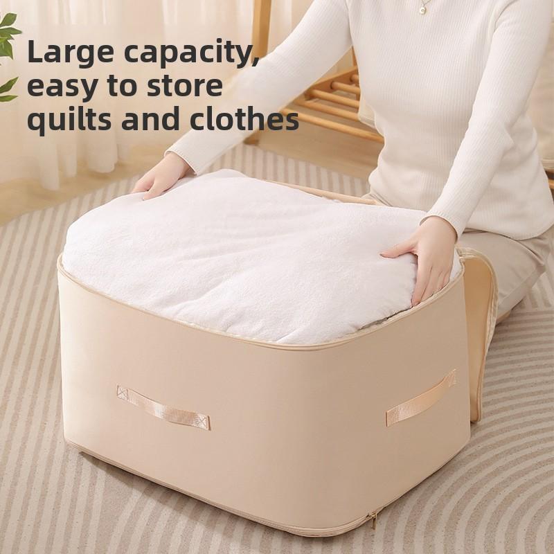 Cotton Quilt Storage Bag With Compression Design For Travel And Bedroom Organization