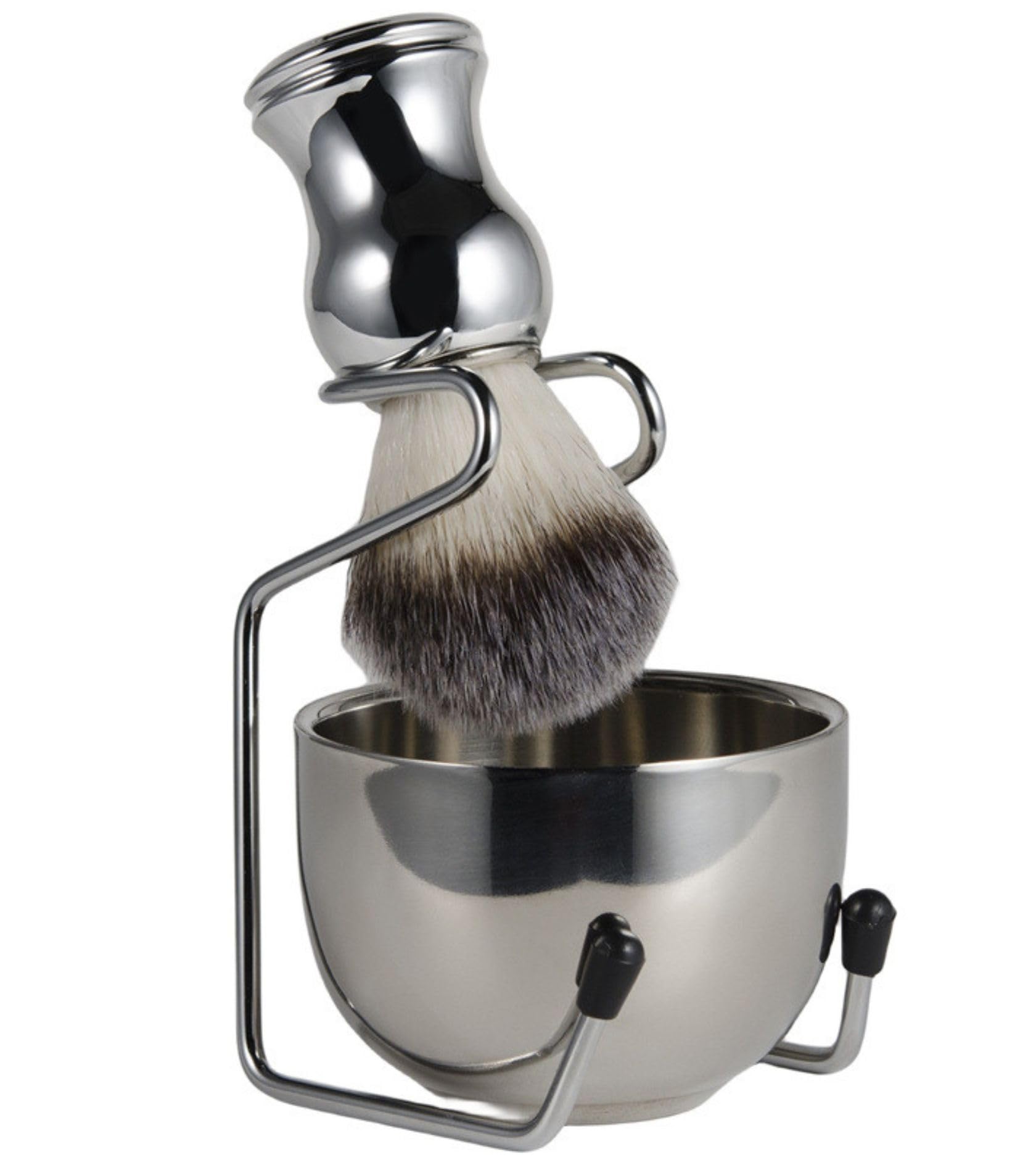 

Cobalt Planet Men s Shaving Brush Set, Odorless Nylon Bristles, Brush, Stand, and Soap Bowl (Mirror Finish, 3-Piece Set)