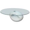 Vidaxl Mesa de Centro Branca com Tampo Oval de Vidro, Alto Brilho