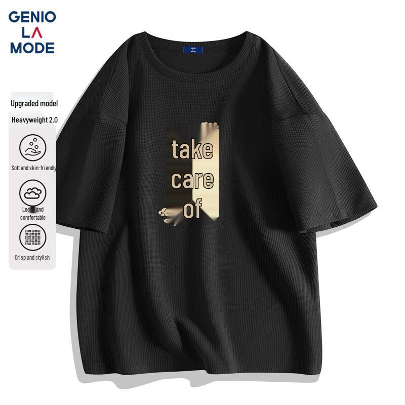 GENIOLAMODE Waffle Knit Men s Short Sleeve T-Shirt L