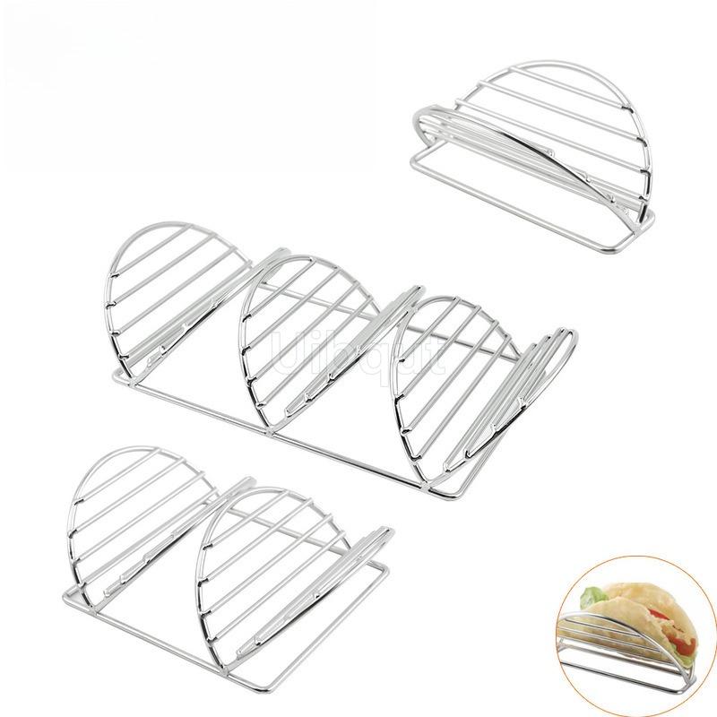 304 Stainless Steel Pancake Stand Mexican Corn Chicken Burrito fry basket pancake Taco Holder rack Stand V Shape Taco Holder