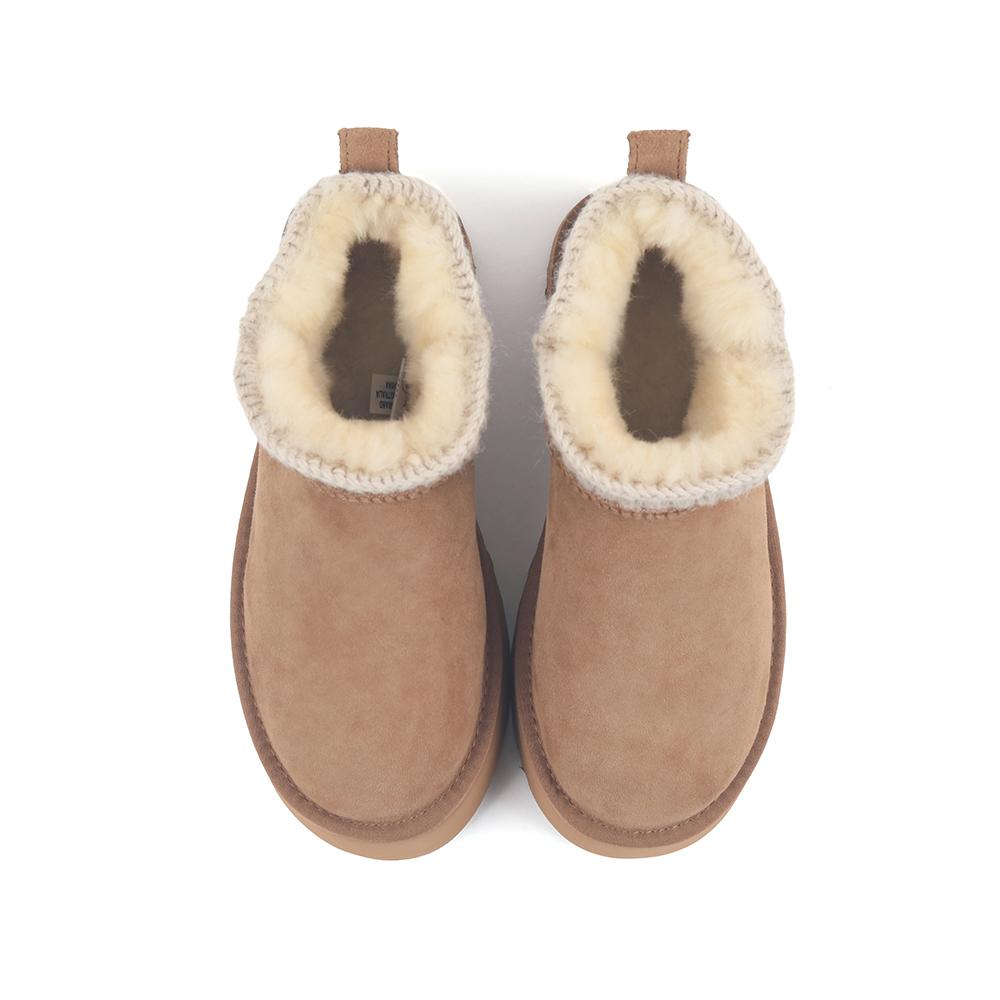 Oz Ugg Wear Adult Eskimo Platform Mini Boots Brown