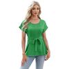 European and American Fashion Spring and Summer Casual Shirt Ruffled Round Neck Women's Short-sleeved Top