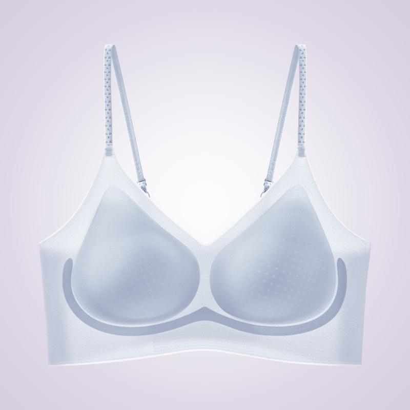 Ice Silk Beautiful Back Soft Support Sling Seamless Bra Light and Breathable Fixed Cup Gathered and Closed Sub-breast Vest Bra