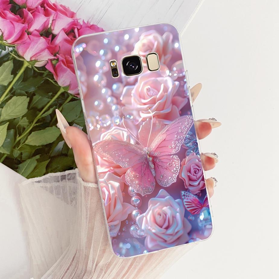 For Samsung Galaxy S8 Case SM-G950F Luxury Flowers Butterfly Painted Cover Soft Silicone Case For Samsung S8 Plus S8+ G955F Bags