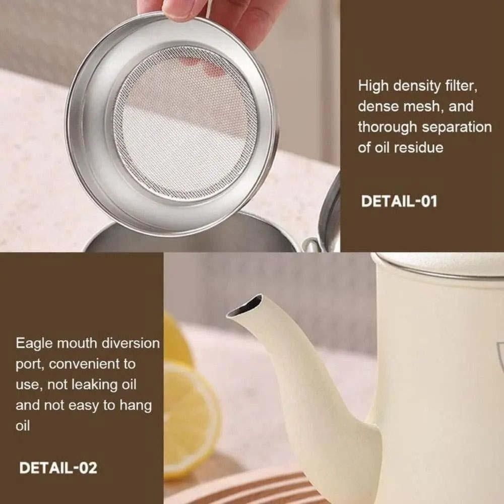 Thickened Oil Dispenser Bottle Leak-Proof Oil Filter Pot Stainless Steel Oil Pot  Kitchen Supplies