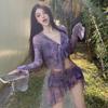 New Bikini Four-piece Swimsuit Women Purple Sexy Internet Celebrity Vacation Bohemian Hot Spring Swimsuit Women