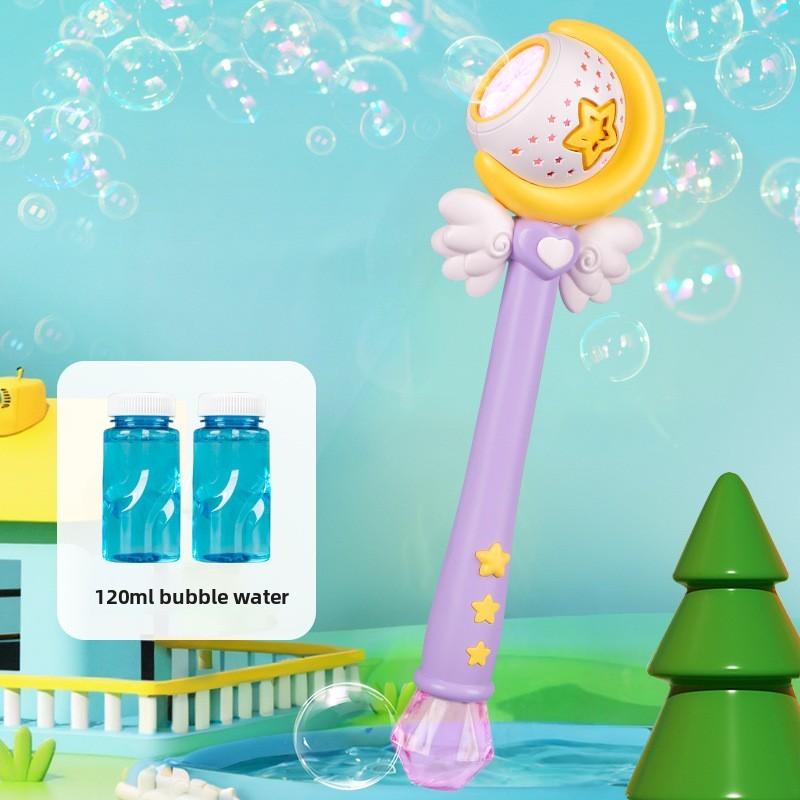 Childrens Moon Bubble Machine With Lightup Magic Wand For Girls Night Market Toy Play