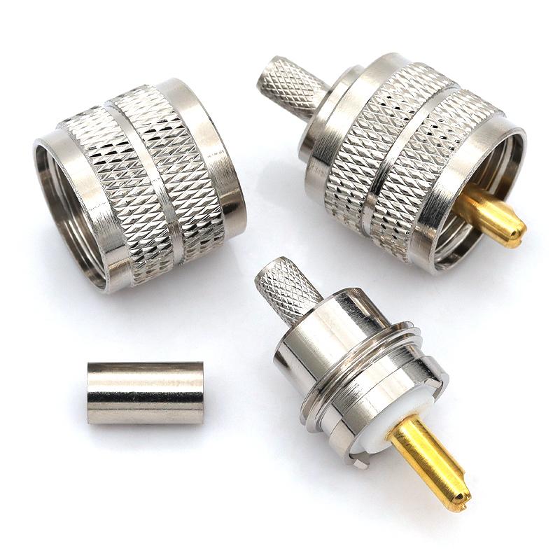 Javino SO239 Connector PL259 Male Female Plug Crimp Coax Adapter SO239 PL-259 RF Connector for LMR195 RG58 RG142
