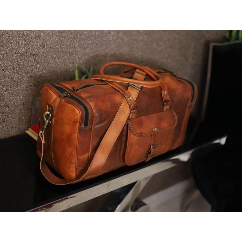 ' Leather Travel Duffel Bags, Leather Overnight Bags, Leather Gym Bag, Leather Luggage Bags, Leather Duffel Bags for Men and Women