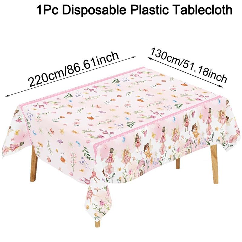 

Spring Flowers Fairy Disposable Plastic Tablecloth Fairy Birthday Party Decor Kids Wedding Birthday Party Supplies Baby Shower