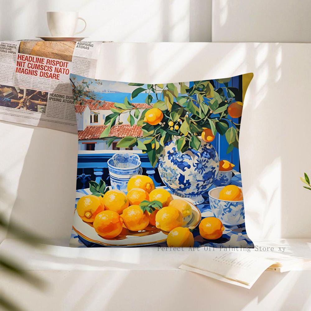 Lemon Pillow Case Square Pillow Cushion Cover Bedroom Sofa Room Decoration Casual Pillow Cover
