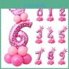 Elegant 32" Number Foil Balloon For Birthday Wedding And Party Decor Blue/pink