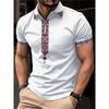 Summer new men's zipper short sleeved POLO shirt with 3D pattern printing