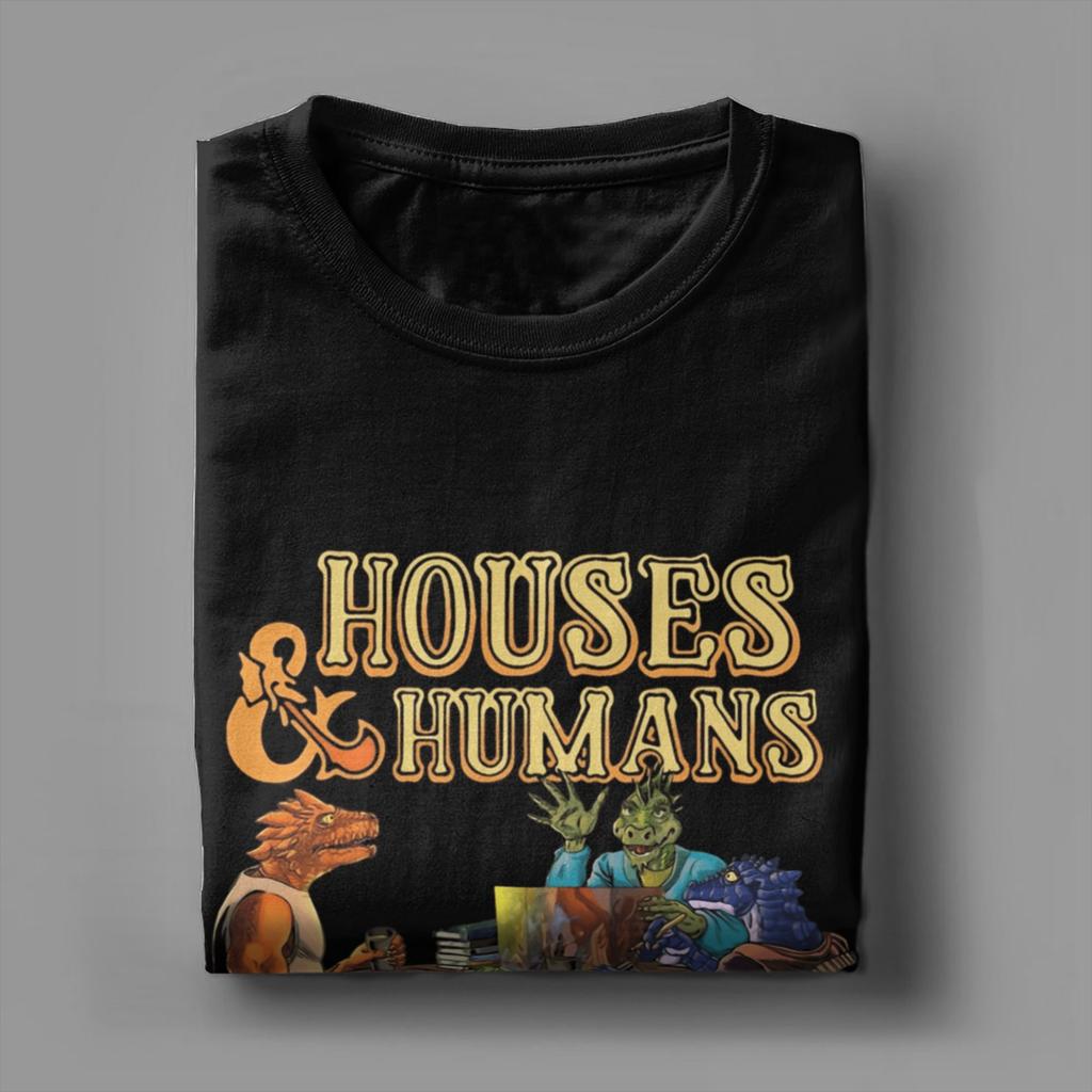 Funny Houses and Humans Funny Dungeons T-Shirt Men Crew Neck Cotton T Shirts  Short Sleeve Tees Summer Clothing