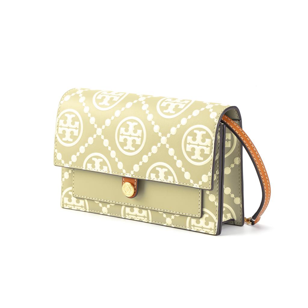 Tory Burch T Monogram Color Block Signature Chain Shoulder Strap Magnetic Closure Embossed Leather Crossbody Wallet Women Wallet 160483-300