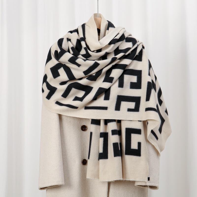 

Большой C70 новый осенне-зимний приятный к коже и теплый шарф из имитации кашемира с принтом, геометрическая универсальная шаль 70*180cm