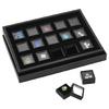 15Pcs Compact 3Cm Square Jewelry Storage Boxes With Clear Covers And PU Padding For Secure Gems Protections