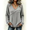 Women S Casual V Neck Long Sleeve Solid Color Shirt