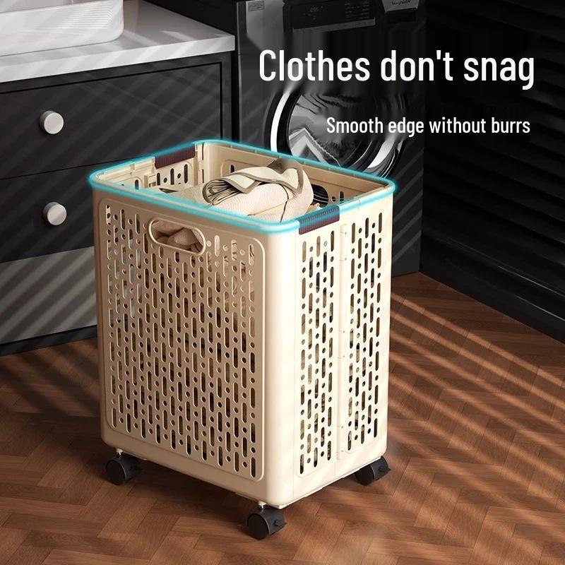 Foldable Large-Capacity Laundry Hamper with Wheels for Bathroom, Laundry Room, Next To Washing Machine