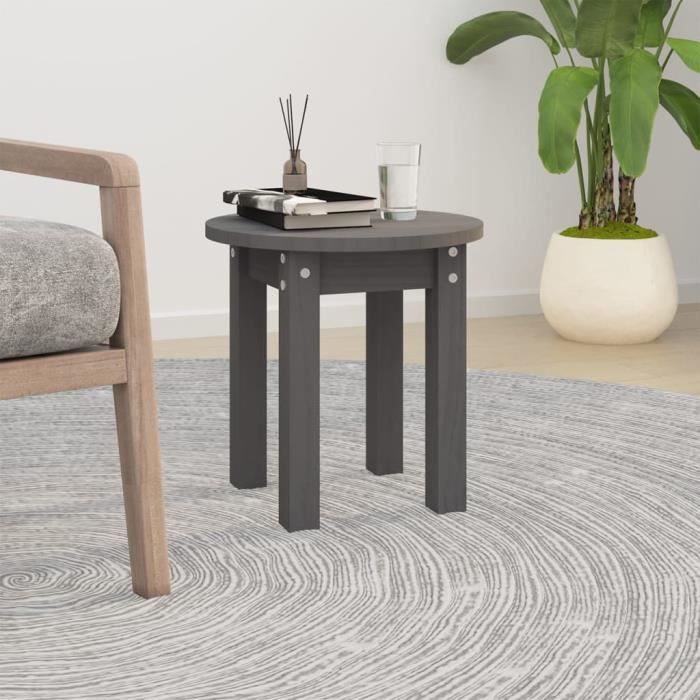 VidaXL Table basse Gris Ø 35x35 cm Bois massif de pin 822339