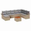 9 Piece Beige Poly Rattan Garden Sofa Set with Cushions
