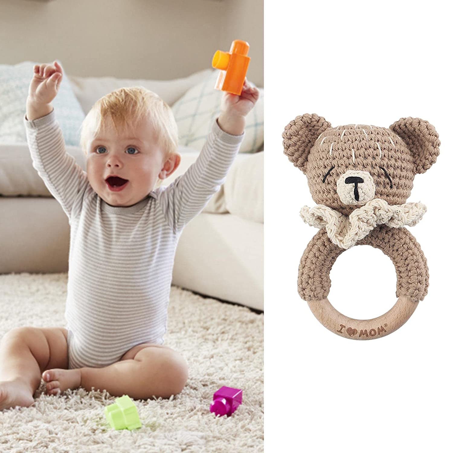 Деревянная детская погремушка Монтессори — фото 13