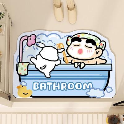 Cute Bathroom Absorbent Floor Mat Anti-slip Quick Drying Bathroom Toilet Door Household Foot Mat Diatom Mud