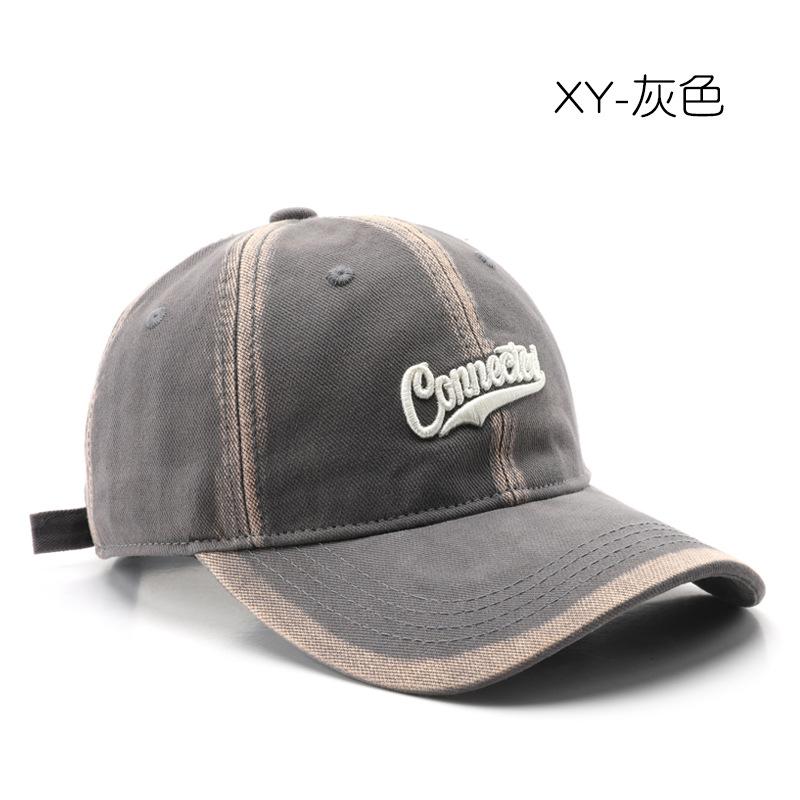 Hat Women's Spring and Autumn Fashion Wash Tie-Dye Retro Baseball Cap Outdoor Sports Men's Travel Sunscreen Shade Cap