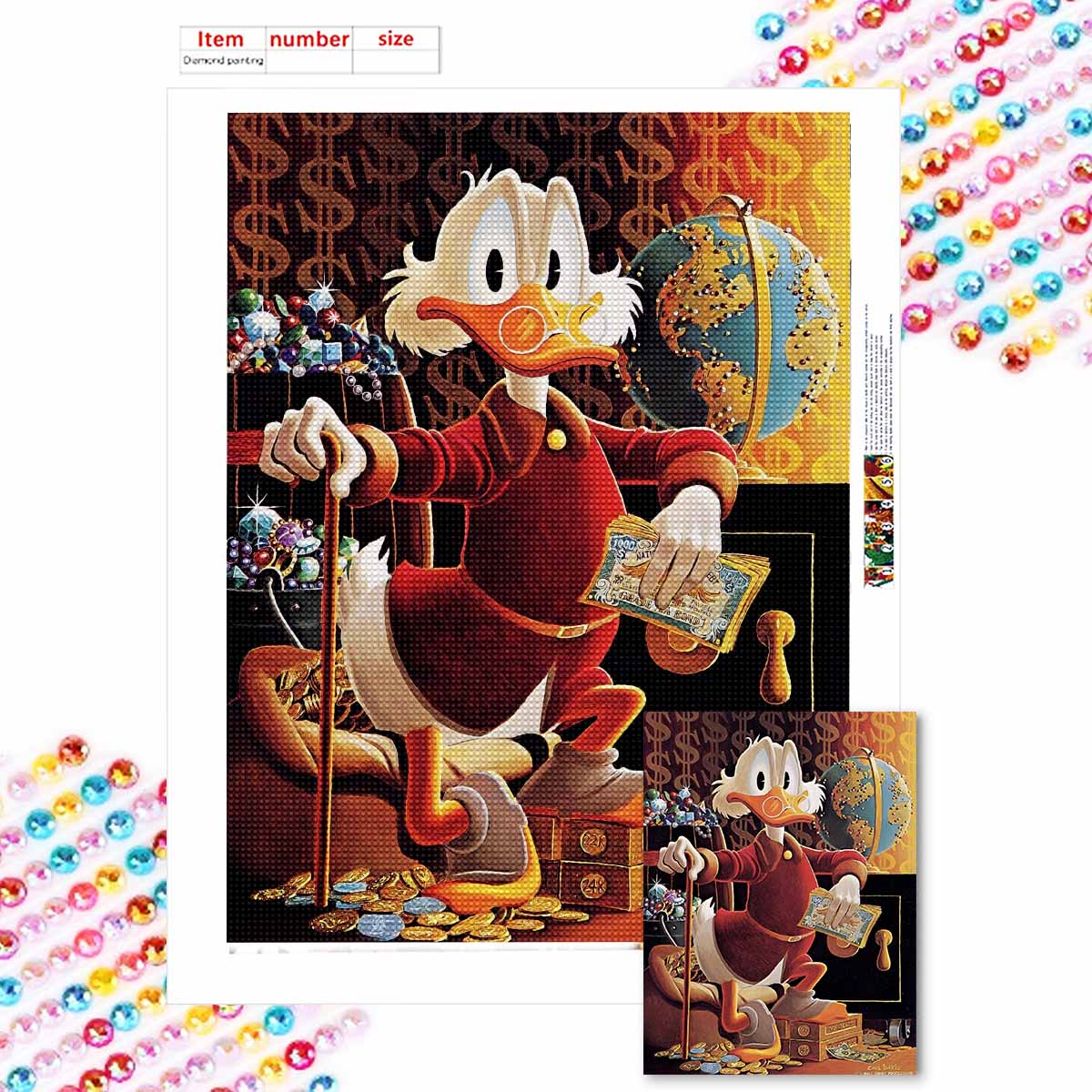 

5D Алмазная Живопись Сделай Сам Чеболь Дональд Дак Полная Выкладка Стразы Мозаика Вышивка Изделия Ручной Работы Домашний Декор Подарок Round 20x30cm