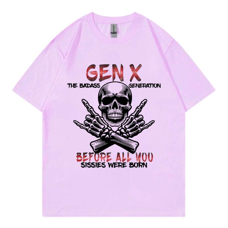 The Badass Generation Funny Skull Meme Tshirt Mens Women Gothic Vintage Short Sleeve Tshirts Fashion Casual Oversized T Shirt