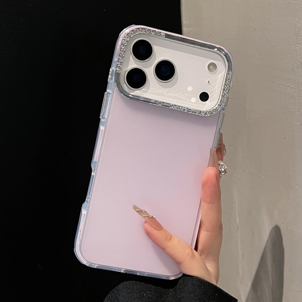 KEYSION Luxury Jewelled Transparent Matte Phone Case for iPhone 16 17 Pro Max 17 Air 16 Plus TPU+PC Shockproof Armor Back Cover