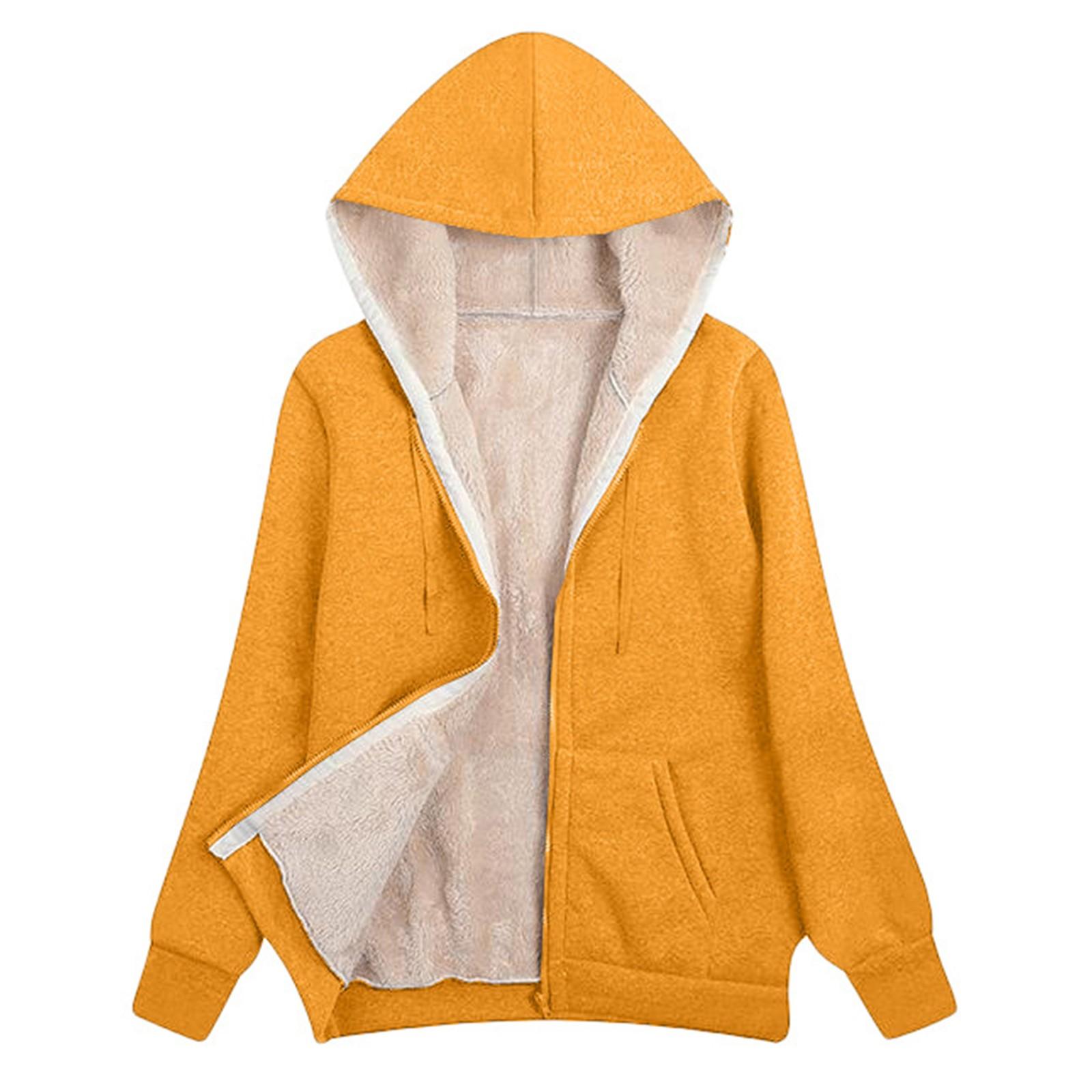 

Женская повседневная зимняя теплая толстовка на молнии с капюшоном, куртка, пальто XXL оранжевый