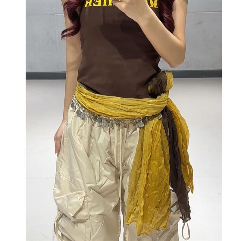 Jazz dance fart curtain hip scarf exotic ethnic style shawl scarf multifunctional belt accessories vintage niche waist chain