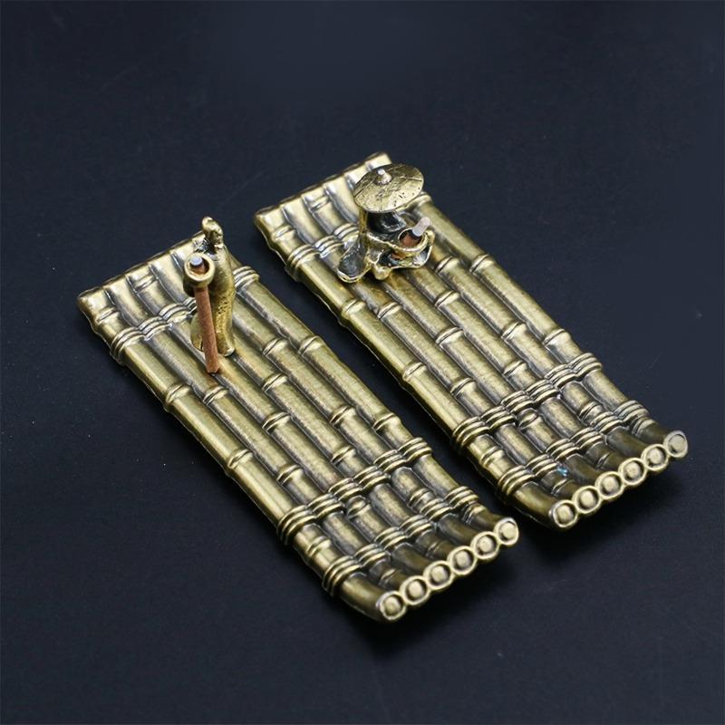 

2 шт. Винтажная подставка для благовоний из сплава в виде бамбука - Традиционный китайский дизайн сценой рыбалки, Металлическая работа для ароматерапии A+B латунный