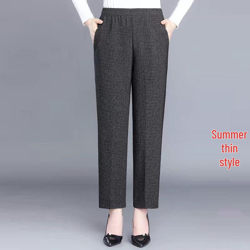 High-Waisted Velvet Elastic Pants for Middle-Aged and Elderly Women - Winter/Autumn Style