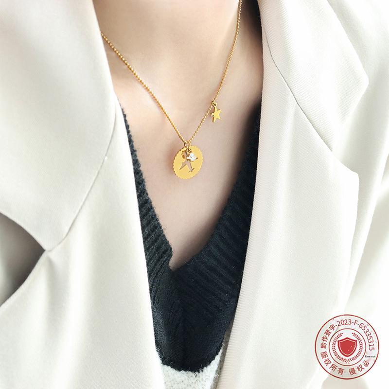 Korean Retro Gold-Plated Airplane Pendant Necklace