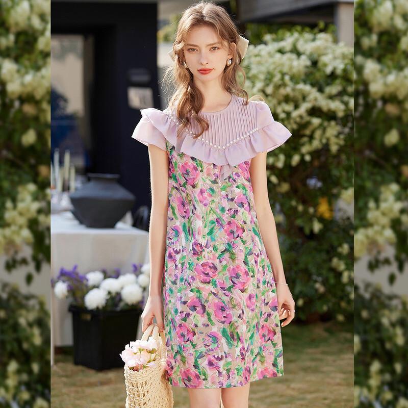 Sweet Floral Ruffle A-line Dress S