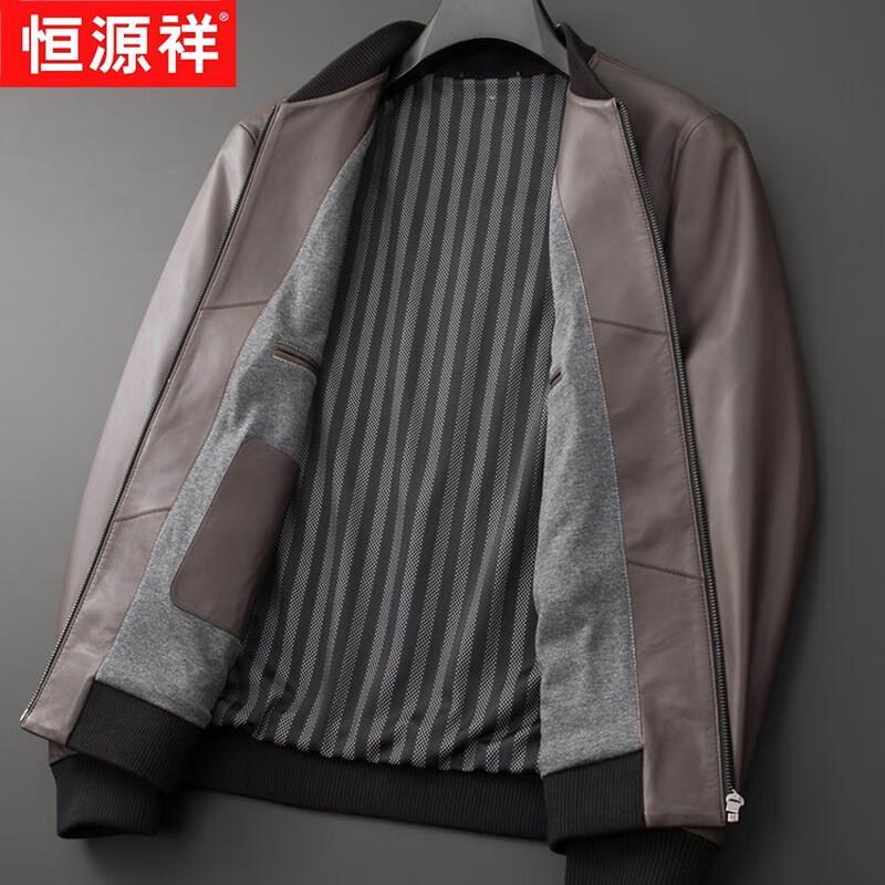 Hengyuanxiang Men's Thickened Sheepskin Leather Jacket