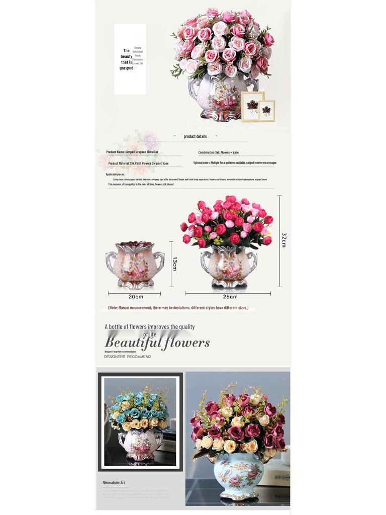 European Retro Silk Rose Flower Decor – Ideal for Living Room, Dining Table, Coffee Table, or Bedroom. Perfect As Dried Flower Ornaments.